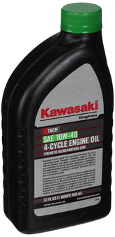 Kawasaki K-Tech 10W-40 oil bottle pour for smooth top-ups and peak engine performance