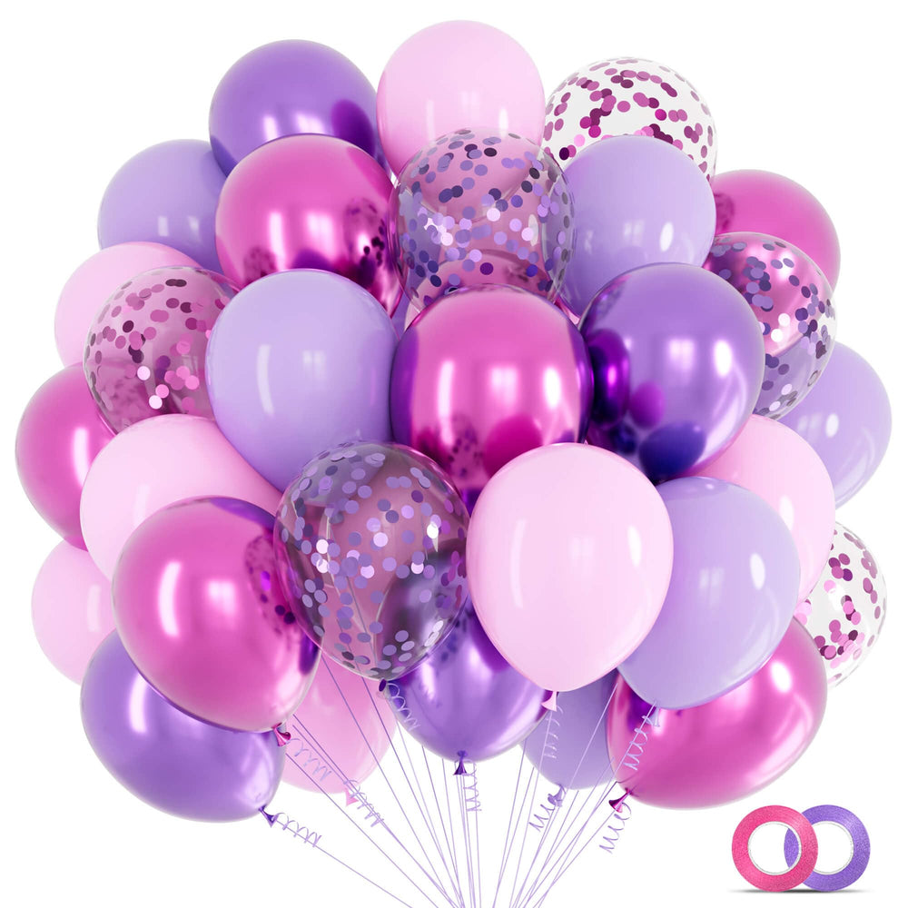 KAWKALSH 68pcs pink and purple balloons box for simple party decor.