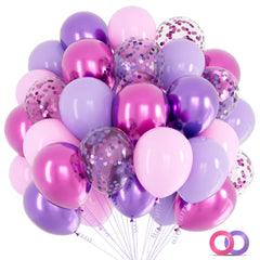 KAWKALSH 68pcs pink and purple balloons box for simple party decor.