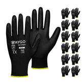 Kaygo work gloves with PU palm coating provide secure grip in dry to light oily conditions.