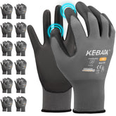 Kebada W1 gloves with PU grip coating improve grip for outdoor construction tasks.