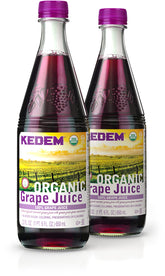 Kedem Organic Grape Juice bottle highlighting 100% juice for everyday hydration.