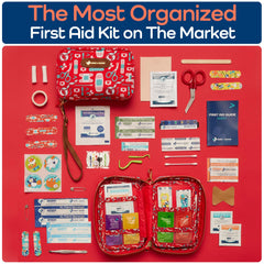 KEEP>GOING first aid kit placed in a purse for on-the-go readiness.