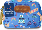 KEEP>GOING small travel first aid kit packaging, stylish portable for on-the-go families.