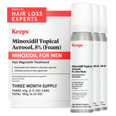 Keeps 5% Minoxidil foam crown application on the scalp supports thinning care.