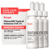Keeps 5% Minoxidil bottle for precise crown application supporting thinning care