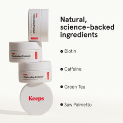 Keeps Thickening Pomade applied to hair roots adds natural volume