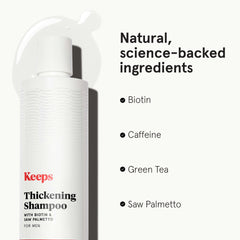Keeps Thickening Shampoo green tea infusion visuals evoke refreshing scent.