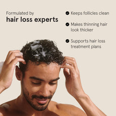Keeps Thickening Shampoo lather on scalp demonstrates cleansing and volume boost.
