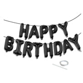 K.E.J. Black Happy Birthday banner full set for eye-catching wall decor.