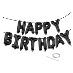 K.E.J. Black Happy Birthday banner full set for eye-catching wall decor.