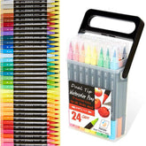 Kekelele dual-tip markers with brush and fine tips for versatile art projects.