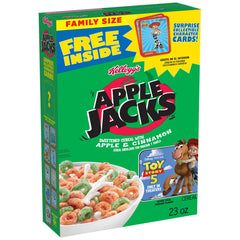 Kellogg's Apple Jacks box front view for a convenient breakfast option.