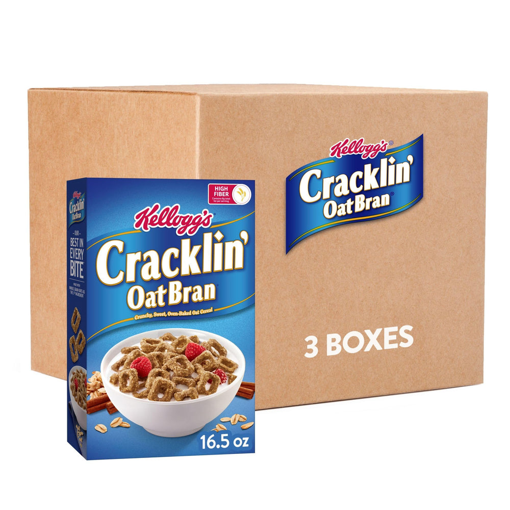 Kellogg's Cracklin' Oat Bran bowl pour showing fiber-filled morning boost