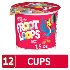 Kellogg's Froot Loops Cups tray-pack for easy pantry storage.