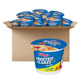 Kellogg's Frosted Flakes cups packaging for quick, kid-friendly breakfast on the go.