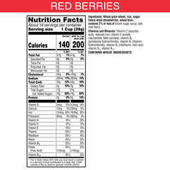 Close-up of crisp wheat and rice flakes in Special K Red Berries cereal.