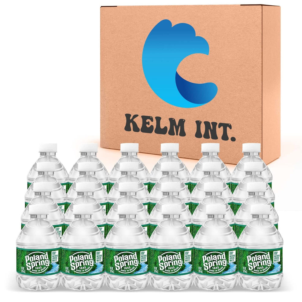 Kelm Int Poland Spring 8oz mini bottle front view for on-the-go hydration