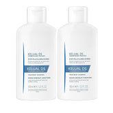 KELUAL DS anti-dandruff shampoo bottle showing dermatological formula for severe dandruff relief