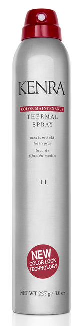 Kenra Color Maintenance Thermal Spray 11 bottle helps color stay vibrant during heat styling.