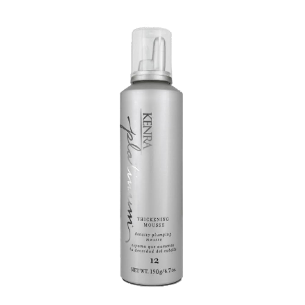 Kenra Platinum Thickening Mousse bottle front for lightweight volume.