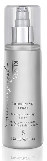 Kenra Platinum Thickening Spray mist-application shows even coverage for fuller hair.