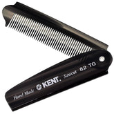 Kent 82T pocket comb open with black graphite finish for on-the-go grooming