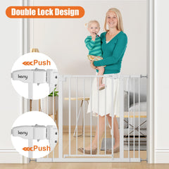 Keny baby gate walk-through design allows easy one-handed passage.