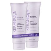 Keranique volume shampoo bottle shows a lightweight formula for fuller-looking hair.