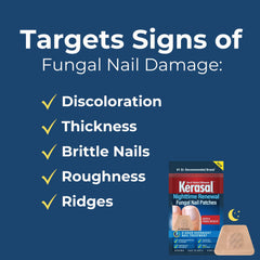 Kerasal Nighttime Renewal patch moisturizing the nail surface for smoother appearance.