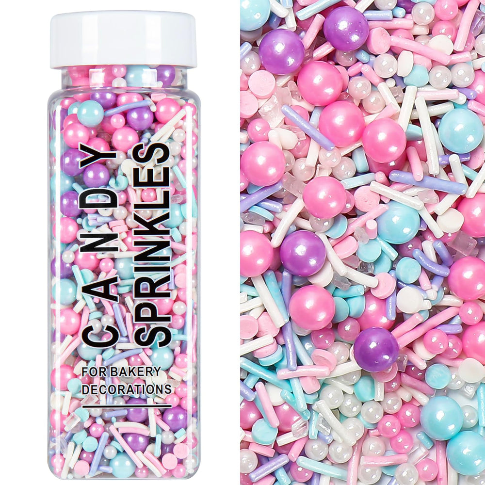 Kercky pink-pearl-confetti sprinkles brighten cakes with festive texture.