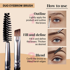 KESHIMA Eyebrow Brush Duo close-up of firm bristles for smooth powder application.