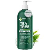 KESMEDIK Tea Tree Body Wash MaxTherapy bottle provides deep cleansing and itch relief.