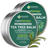 KESMEDIK Tea Tree Oil Balm bottle close-up, soothing irritated skin.