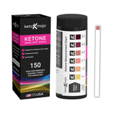 Keto-Mojo 150 ketone urine strip packaging aids travel readiness and organization.