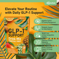 KetoZest GLP-1 Support Drink Mix sachets unopened for on-the-go wellness