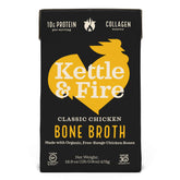 Kettle & Fire chicken bone broth bottle, ready to heat for quick, comforting sips.