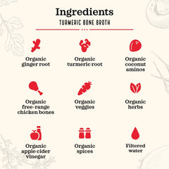 Kettle & Fire turmeric ginger broth label shows organic ingredients.
