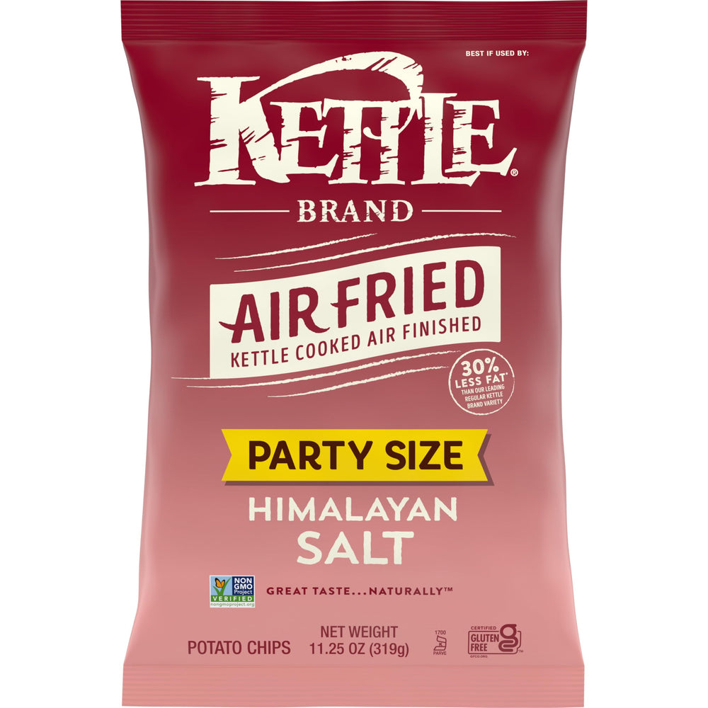 Kettle Brand Air Fried Himalayan Salt Chips in a bag, ideal for gatherings.