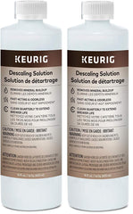 Keurig descaling solution bottle pour: safe mineral removal for cleaner-tasting coffee.