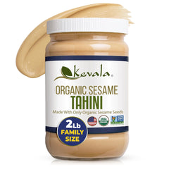 Kevala Organic Sesame Tahini jar emphasizes purity and sesame flavor.