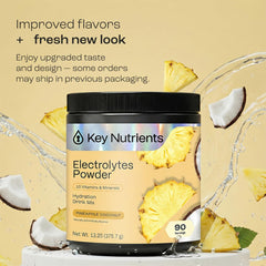 KEY NUTRIENTS pineapple coconut hydration powder en vaso con agua