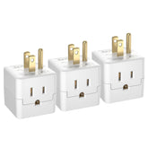 Key Power ETL listed 3-outlet wall adapter cube tap saves space behind furniture.