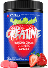 KGGCDD creatine gummies bottle highlights convenient daily supplementation for strength support.