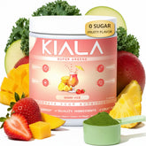 Kiala Nutrition Super Greens Miami Vice canister ready for a tropical wellness boost.