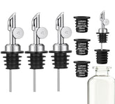 KIBARTOL 3-pack olive oil pour spout in silver for controlled, mess-free pouring.