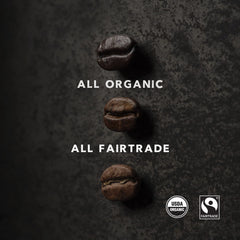 Kicking Horse Happy Camper coffee beans close-up highlighting single-ingredient roast.