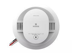 Kidde SMACFEX smoke alarm with 120V hardwired power and AA backup battery.