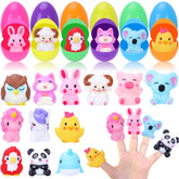 Kiddelo 12-pack finger puppets eggs for quick Easter surprises in classrooms and parties.