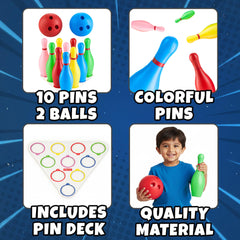KiddieLoot bowling set offers indoor-outdoor setup for active family fun.